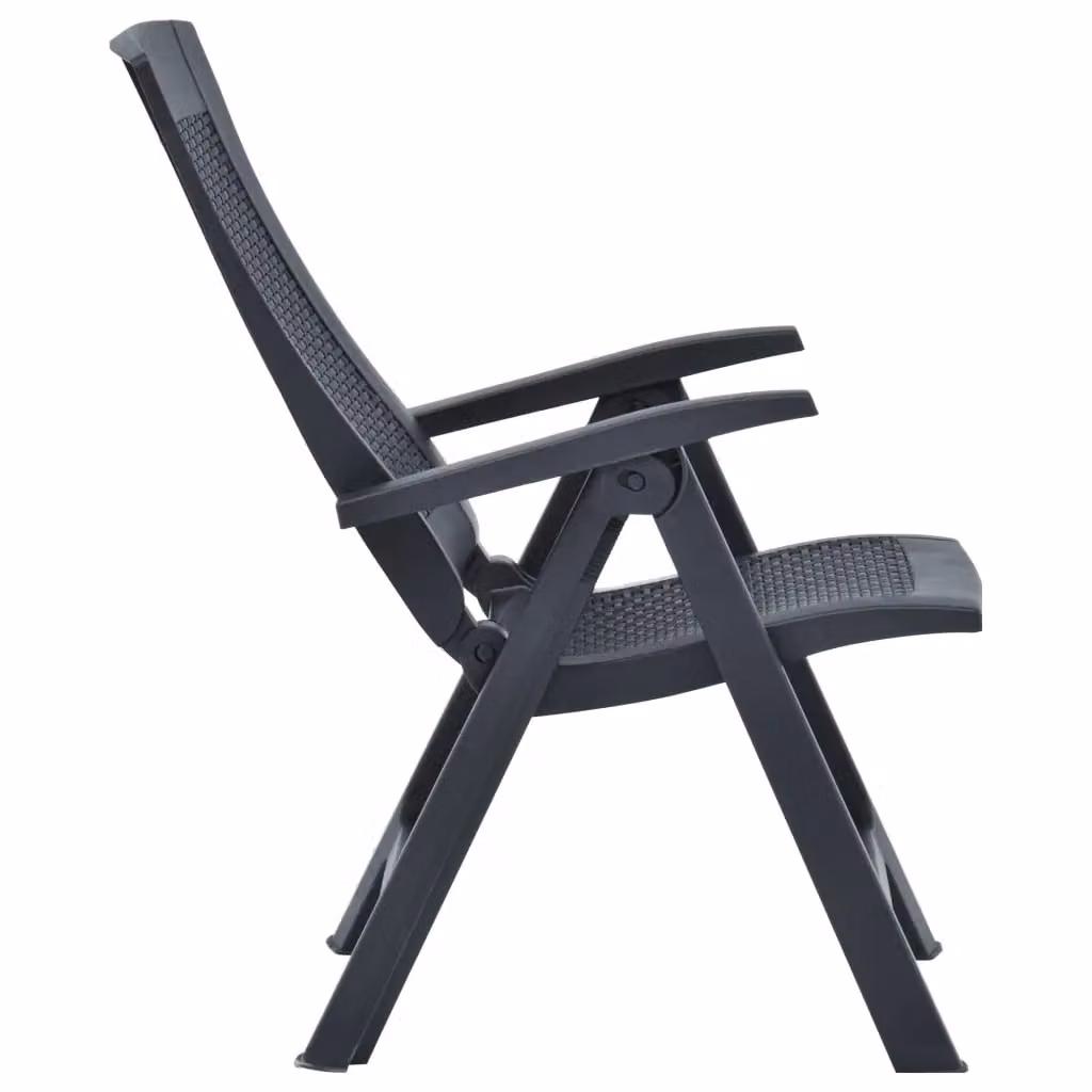 Berkfield Home Set of 2 Anthracite and Black Plastic Reclining Garden Chairs with Armrests and Adjustable Headrests – 3