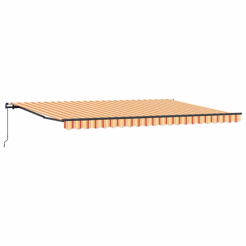Berkfield Home Manual Retractable Polyester Awning in Yellow and Orange Stripes, W: 500 cm, D: 300 cm – 3