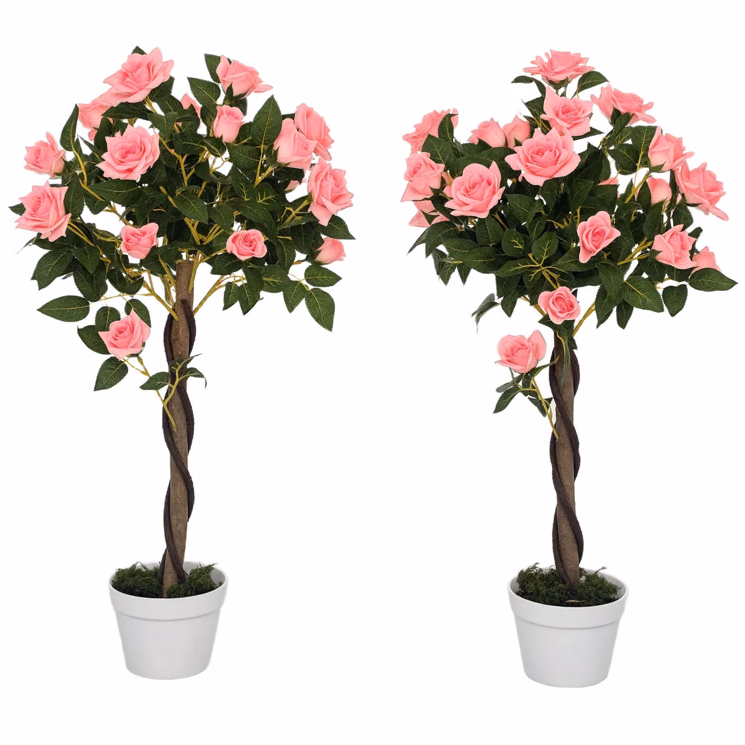 OUTSUNNY Set of 2 Pink Artificial Rose Trees, 90 cm Height – 2