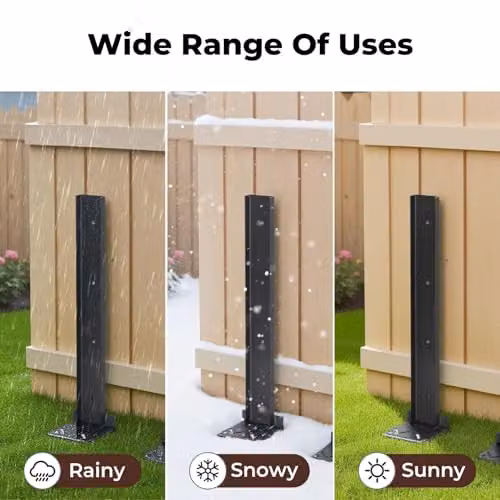 Traderight Heavy Duty Fence Post Repair Kit, 2-Pack Black Powder Coated Steel Ground Stakes with Adjustable Width and Reinforced Base for Fixing Tilted or Broken Wooden Posts – 9