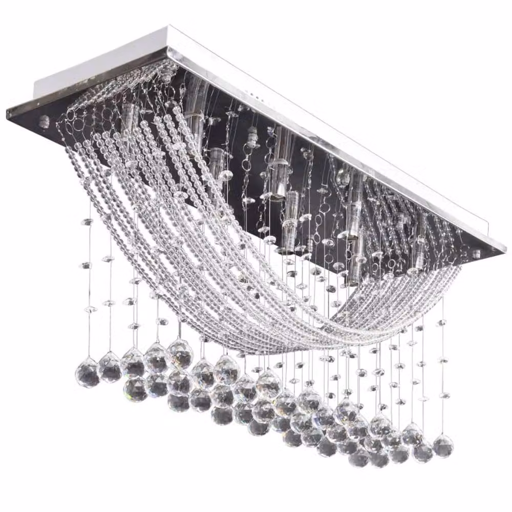 Berkfield Home White and Silver Ceiling Lamp with Crystal Beads – 2