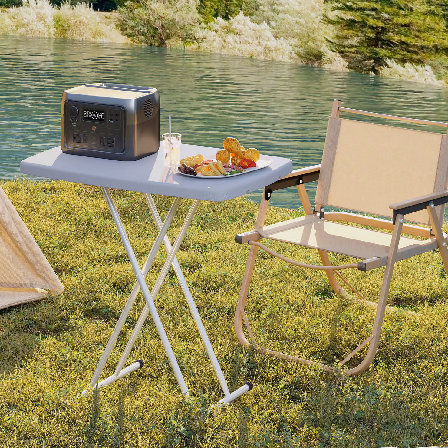 Outsunny Height Adjustable Folding Coffee Table with Rectangular HDPE Top in Charcoal Grey – 8