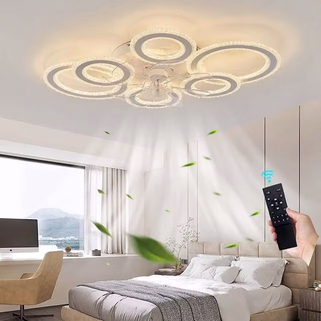 Garwarm Smart Ceiling Light with Fan, White, Diameter: 76 cm
