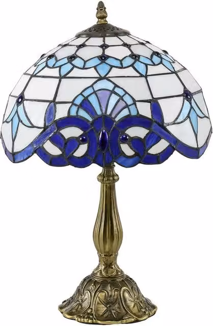 Kelvenix Handmade Stained Glass Table Lamp in Multicolour, Antique Dimmable Bedside Lamp for Bedroom or Living Room – 1