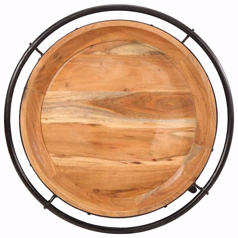 Berkfield Home Round Acacia Wood Side Table in Brown, W/D/H: 55 x 55 x 60 cm – 2