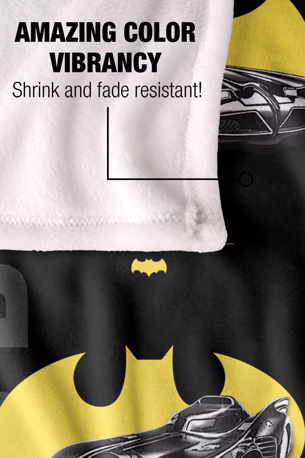 LOGOVISION Batman 85th Anniversary Batmobiles Yellow Logos Super Soft Fleece Throw Blanket, W: 127.0 cm, H: 152.4 cm – 9