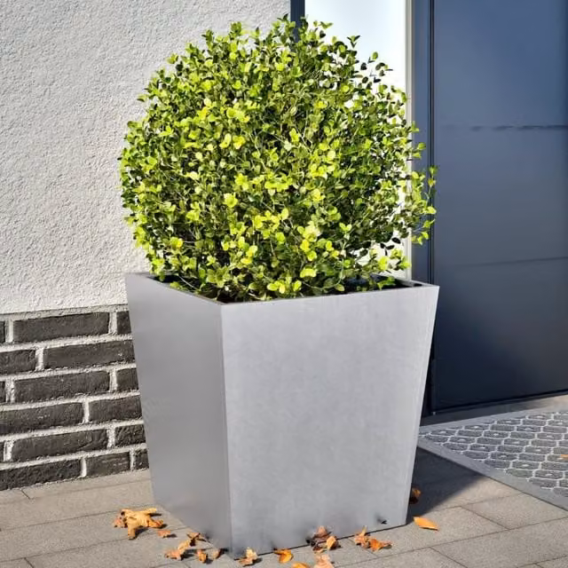 Berkfield Home Garden Galvanised Steel Planter Tubs, Grey, 2 Pack, W/D/H: 50 x 50 x 50 cm – 1