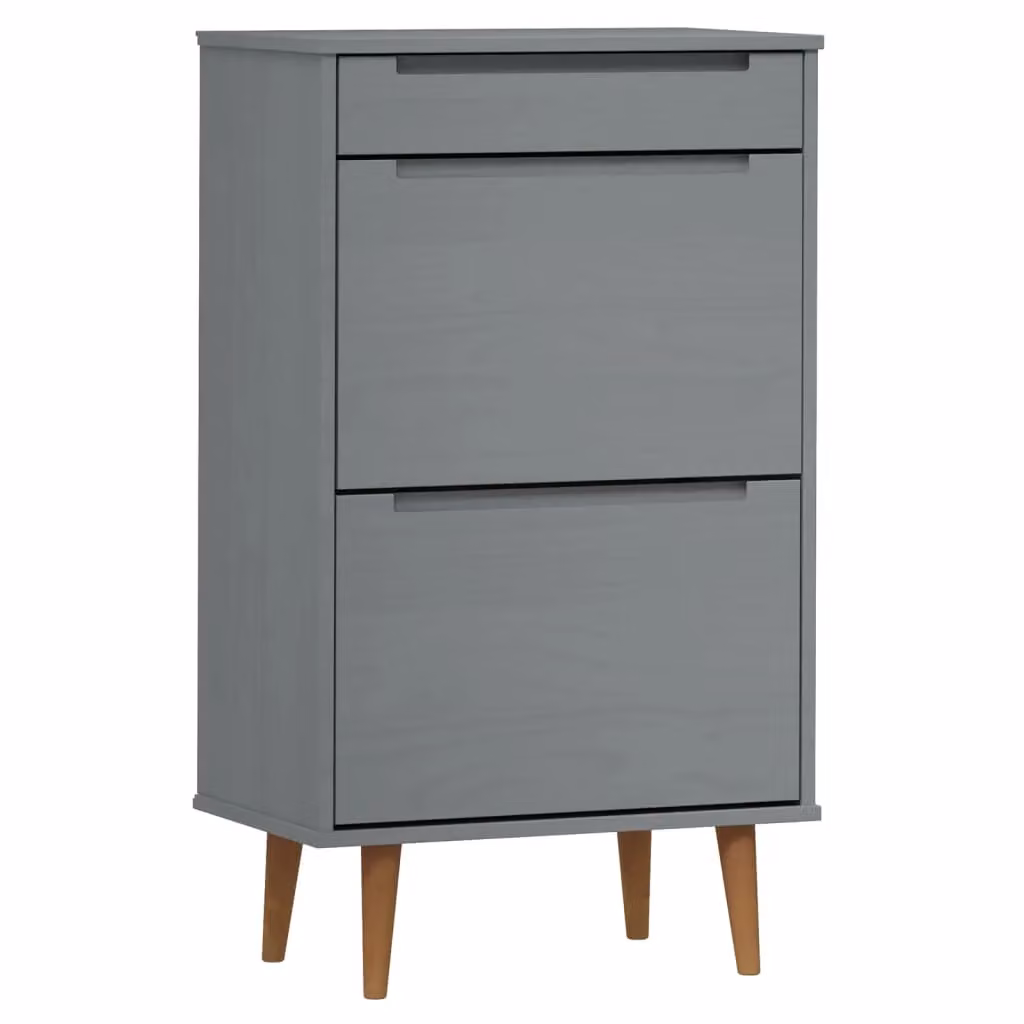 Berkfield Home MOLDE Grey Shoe Cabinet in Solid Pine Wood, W/D/H: 59.5 x 35 x 103 cm – 2