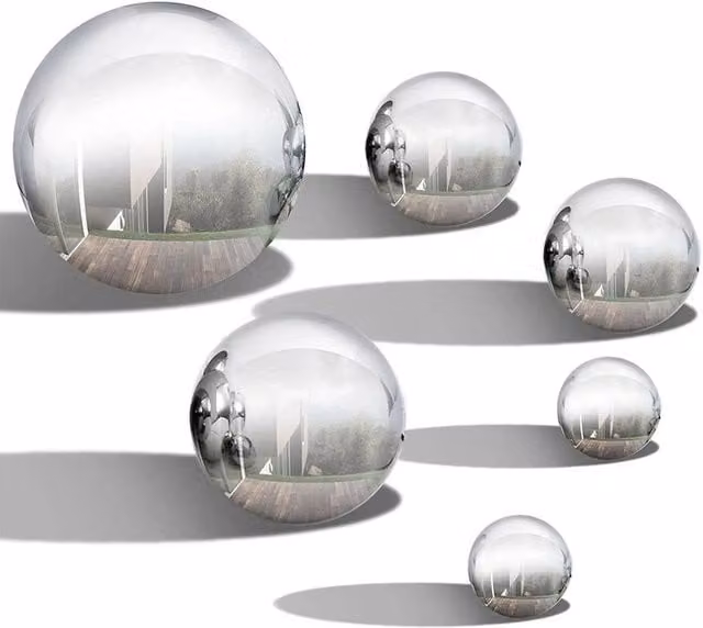SPETLEK 6-Piece Silver Stainless Steel Mirror Sphere Gazing Ball Garden Decor – 1