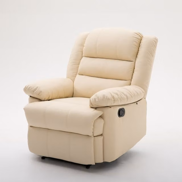 Westwood Luxury PU Leather Recliner Armchair in Beige