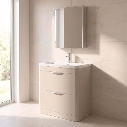 Balterley Aldershawe 2 Drawer Bathroom Vanity Unit with Ceramic Basin in Pebble Grey, W/D/H: 80 x 45 x 84 cm – 3