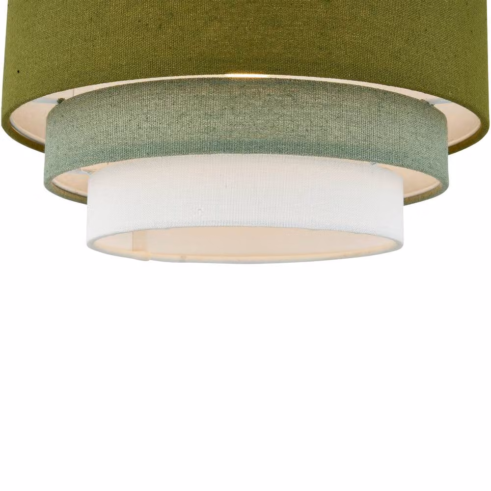 First Choice Lighting Gabi Modern Green Fabric 3 Tier Cylinder Ceiling Light Shade – 2