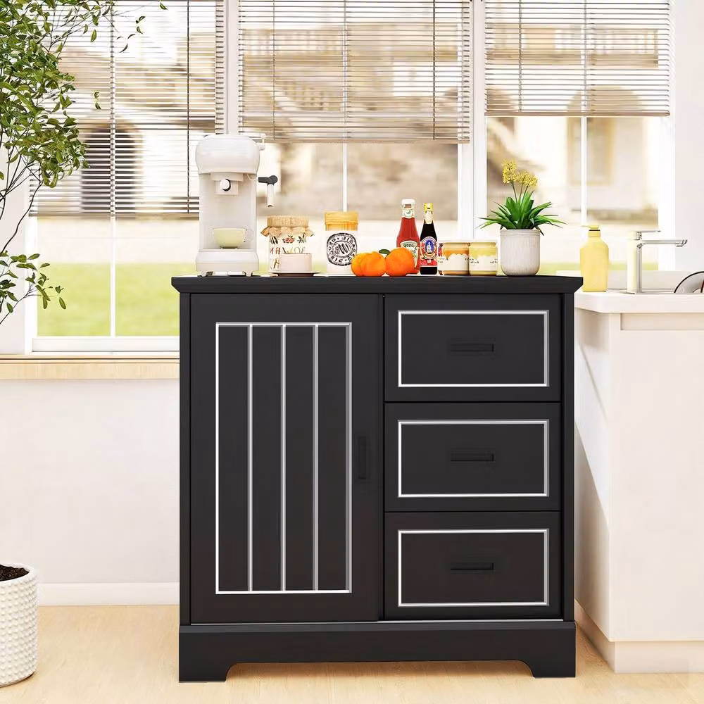 Costway Farmhouse Sideboard Buffet Cabinet in Black – 2