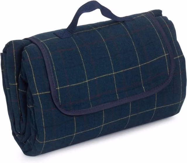 Red Hamper Luxury Blue Checked Picnic Blanket with Carry Bag – 1