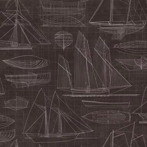 Galerie Deauville 2 Nautical Maritime Abstract Wallpaper in White and Black