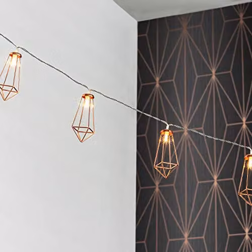 Globrite Geometric Rose Gold Diamond String Lights with 20 Warm White LEDs – 3