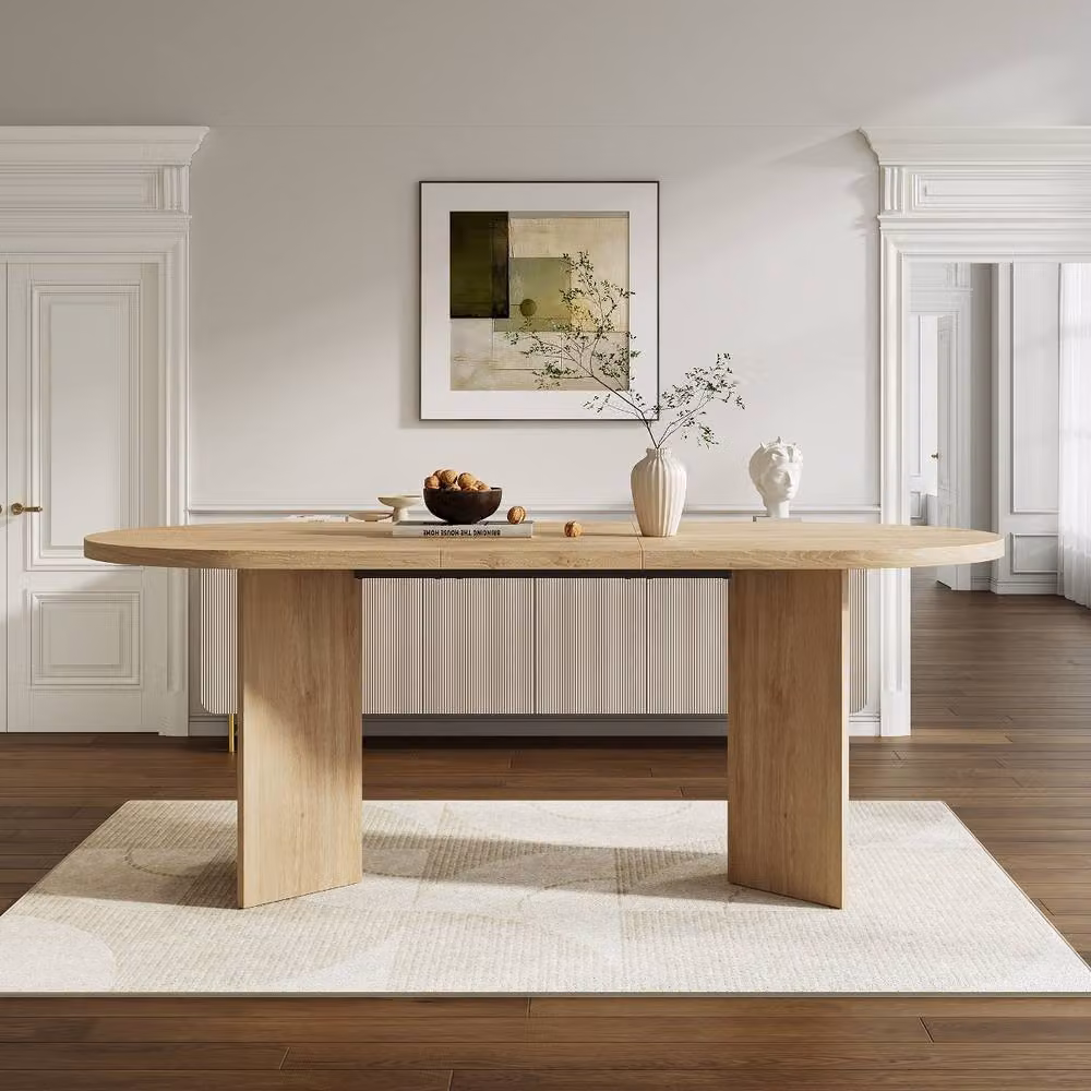 Rolipo Modern Oval Oak Wood Finish Dining Table in Brown, W: 180 cm, D: 90 cm – 2