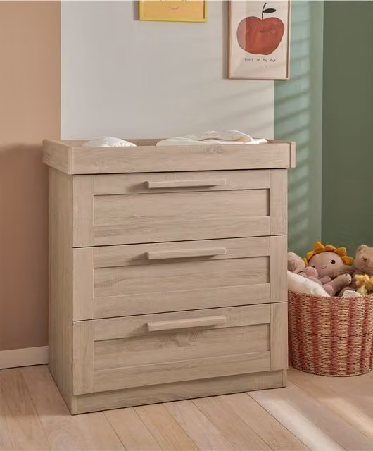 Mamas & Papas Rustic Convertible Dresser Changer in Brown and Beige Wood
