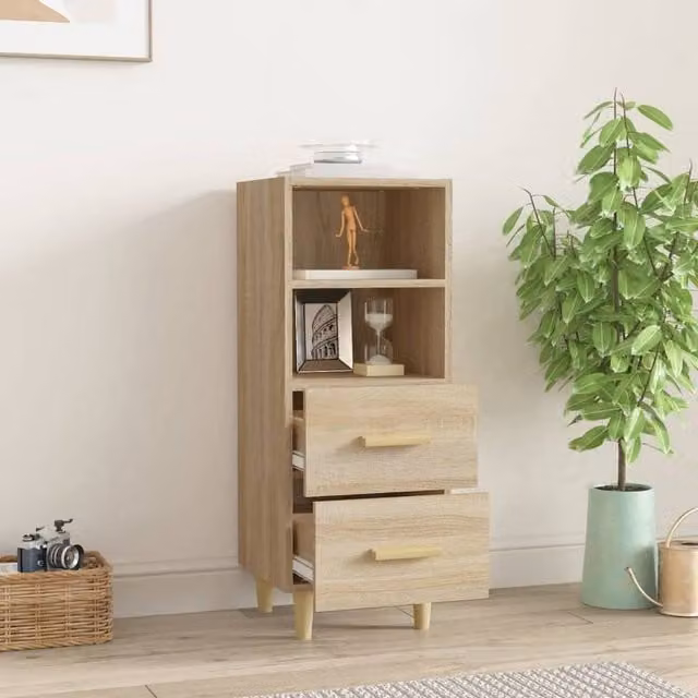 Berkfield Home Sonoma Oak Sideboard in Beige, W/D/H: 34.5 x 34.0 x 90.0 cm – 1