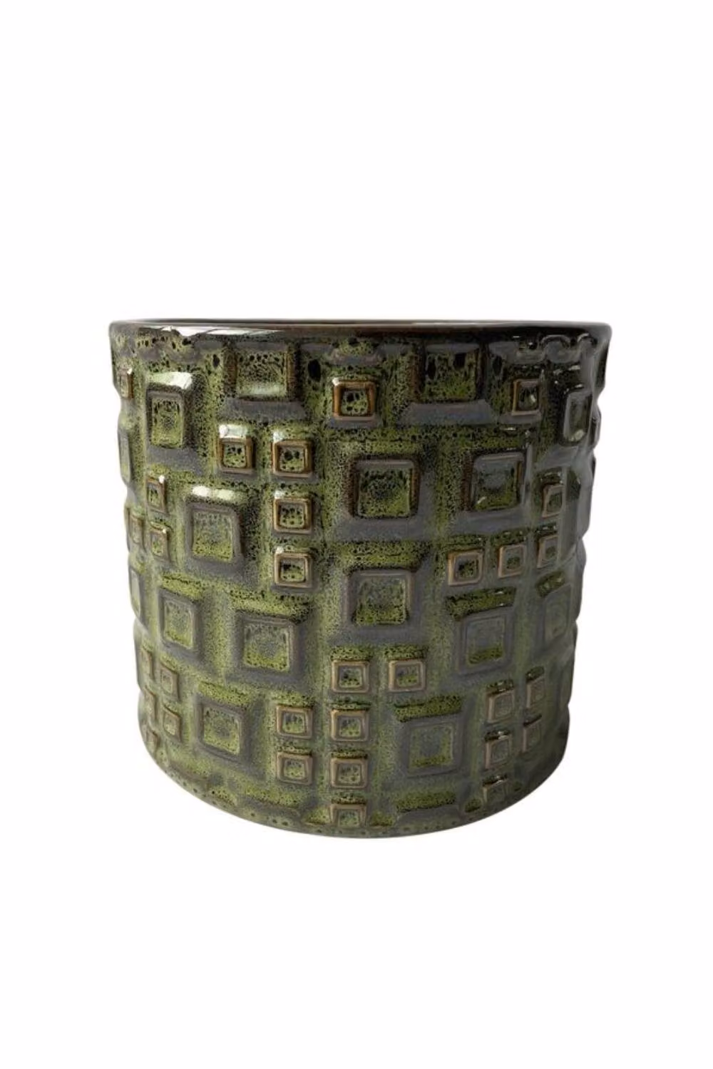 KDMD Hortus Evora Ceramic Pot in Olive Green, H 16 cm x Dia 18 cm – 2