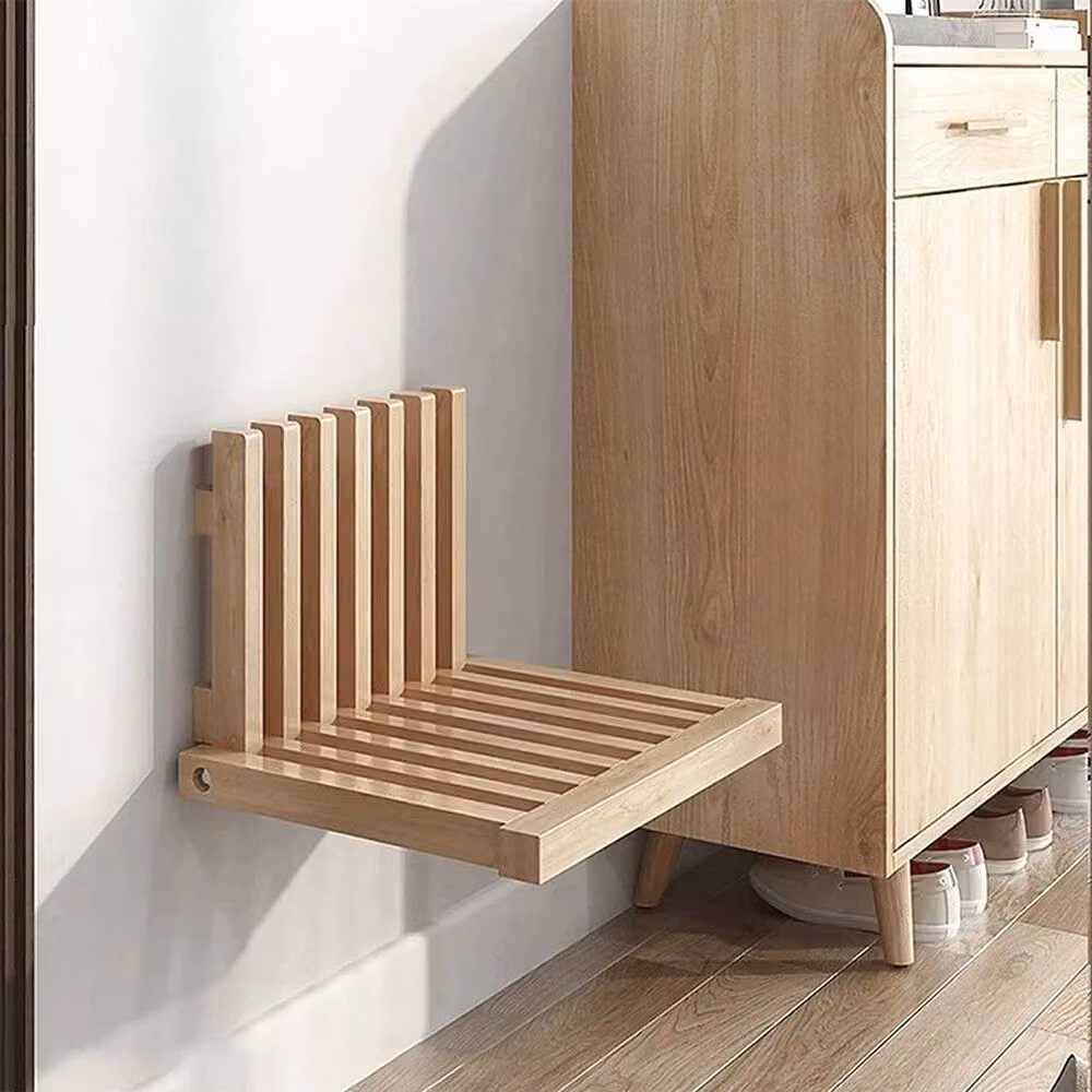 FORGEVIO Wooden Wall Mounted Folding Changing Shoe Stool in Brown – 3