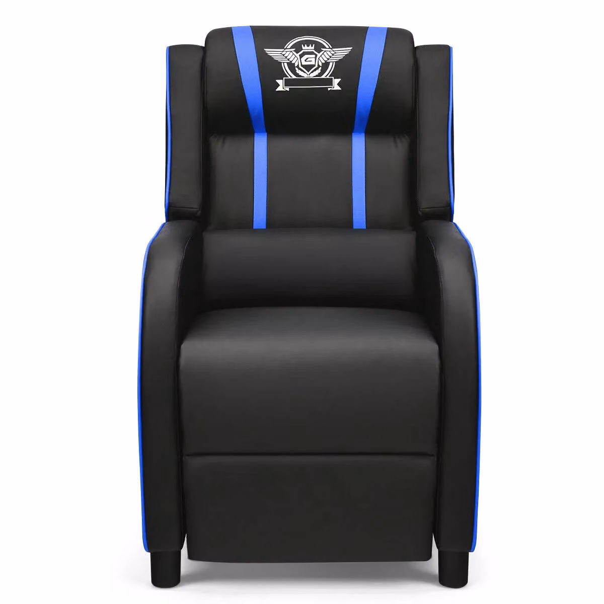 Gymax Blue and Black PU Leather Gaming Chair Recliner Sofa with Footrest, Headrest and Lumbar Cushion – 2