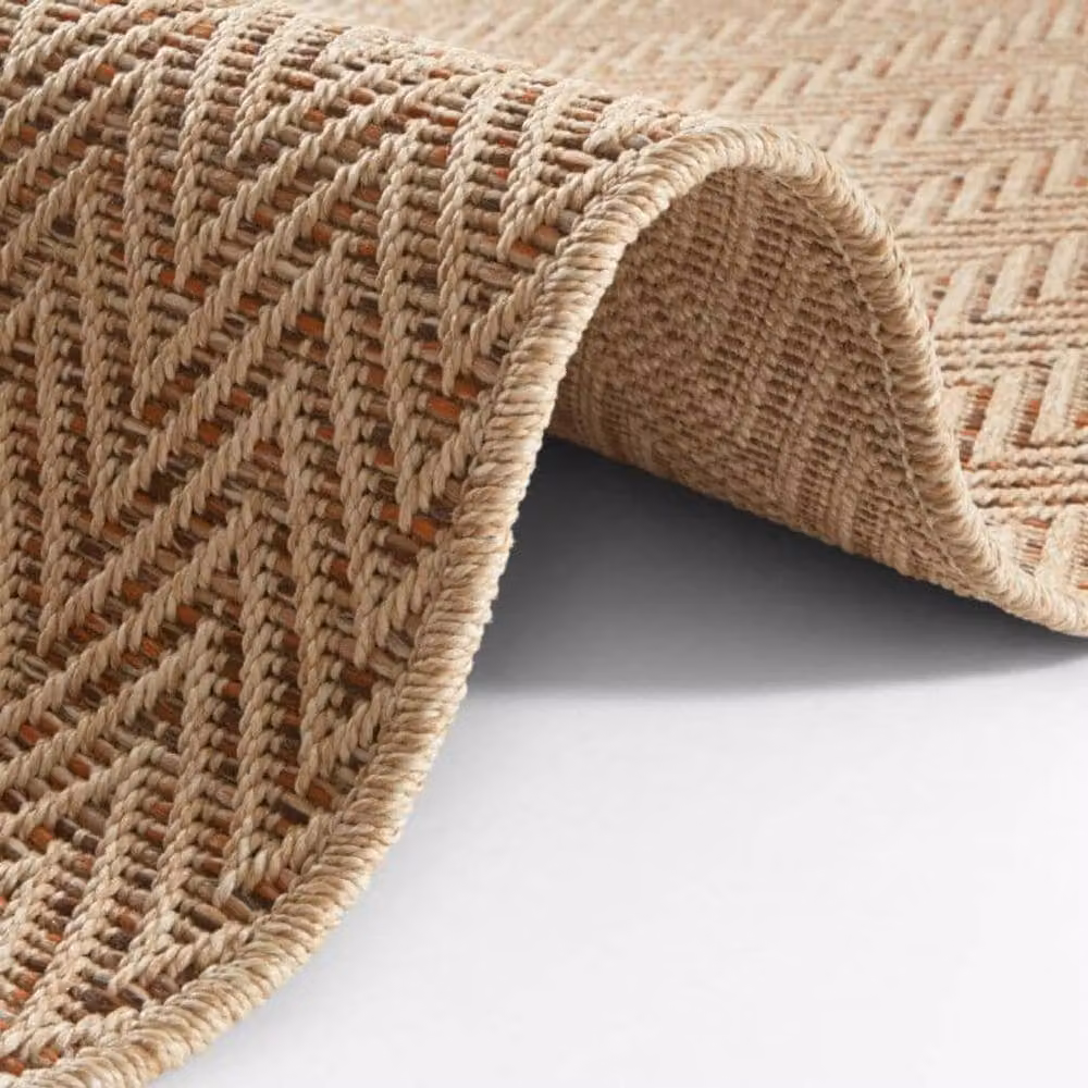 THE RUGS Beige Sisal Flatwoven Indoor Outdoor Runner with Nature Chevron Design, W: 80 cm, L: 350 cm – 3