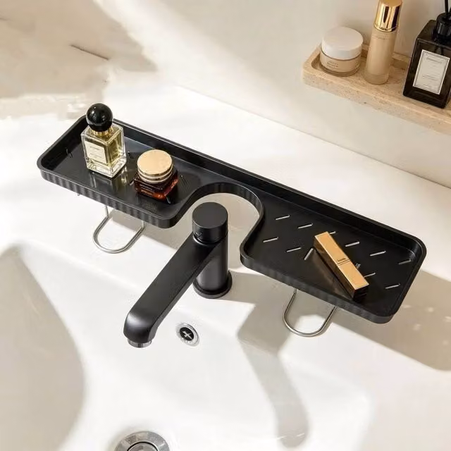 Kelvenix Black No-Drill Freestanding Bathroom Storage Rack