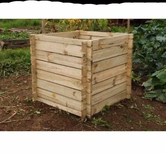 Primrose Beige Wooden Outdoor Compost Bin with Slatted Design