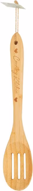 Daisy Farm Brown Bamboo Slotted Skimmer Spoon with Hanging Loop