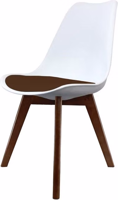 Fusion Living Soho Plastic Dining Chair with Squared Dark Wood Legs in Chocolate
