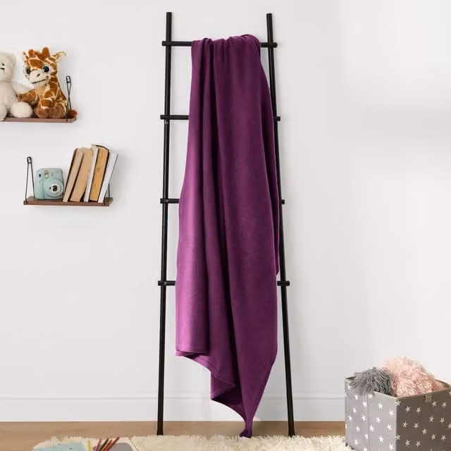 Dreamscene Plain Purple Fleece Throw Blanket
