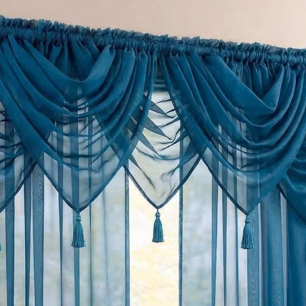 Luxury Living 5 Piece Voile Swag Set in Petrol Blue, Width: 56 cm, Drop: 45 cm – 3