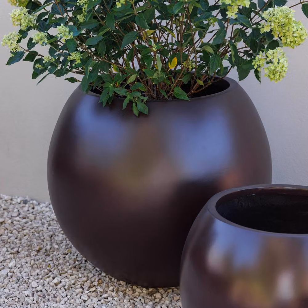 Primrose Volterra Brown Fibreglass Ball Outdoor Patio Planter Sphere Small – 2