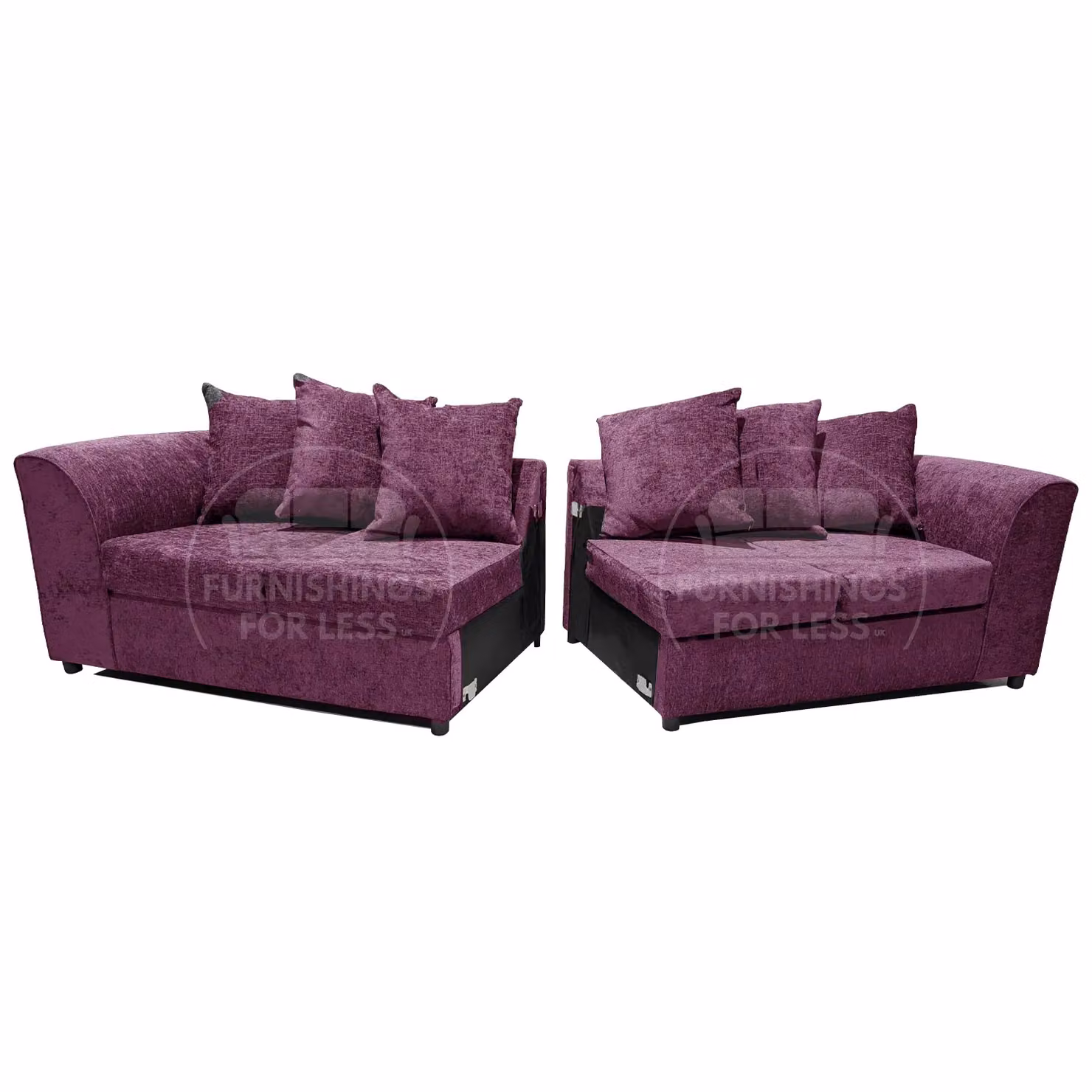 Furnishings For Less UK Monaco Chenille Fabric 4 Seater Curved Arm Sofa in Purple – 2