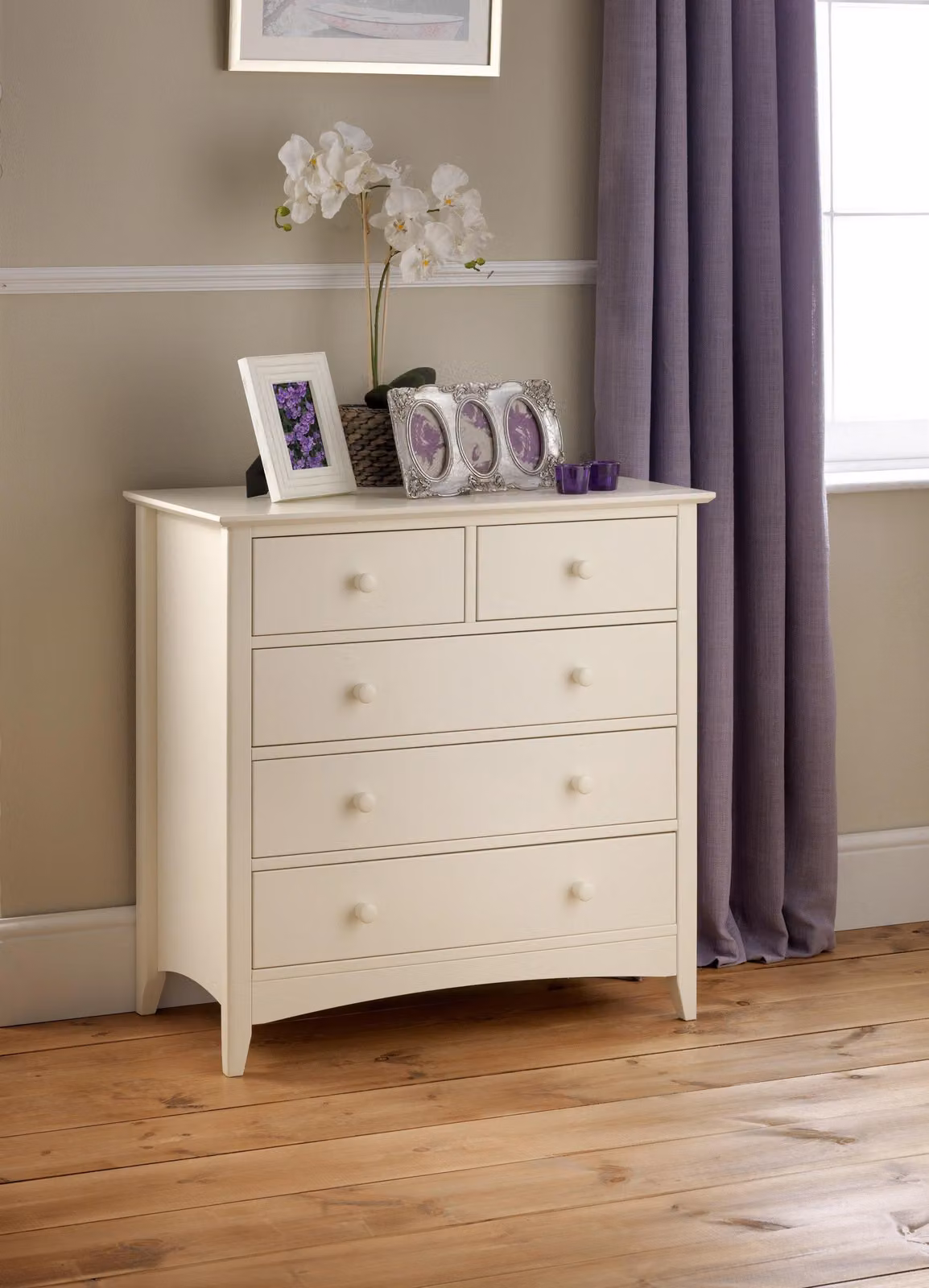 Ashfield Stone 5 Drawer Chest in White and Beige – 2