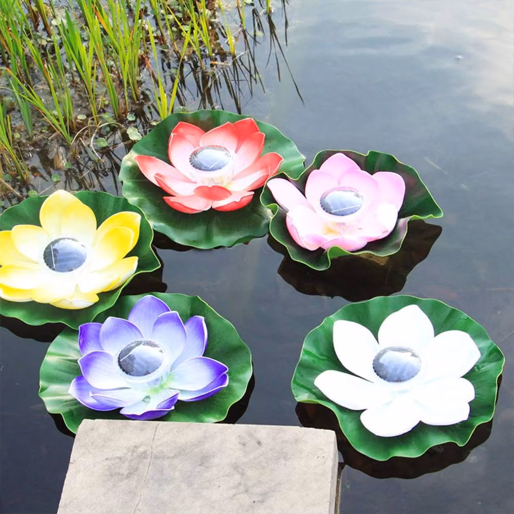 Quipulse Pink Solar-Powered Floating Lotus Flower Pond Light – 3
