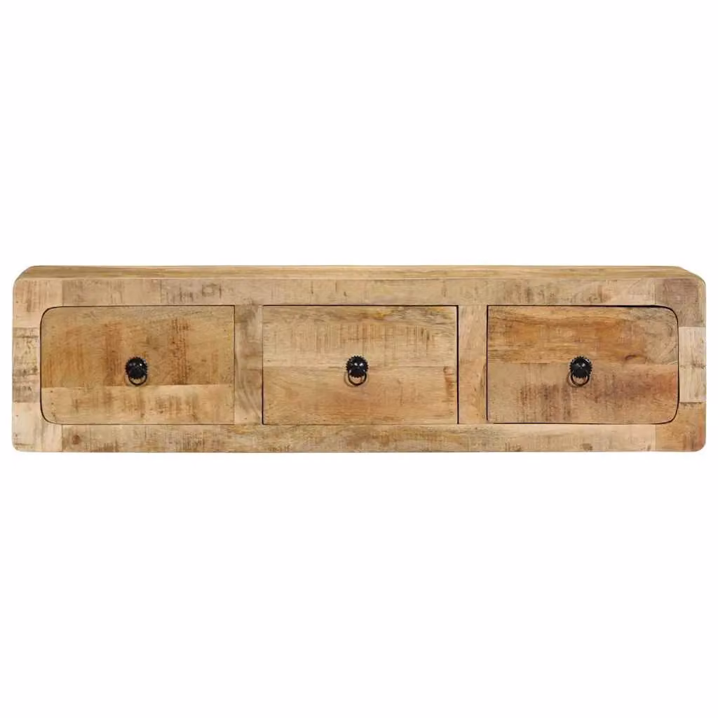 Berkfield Home Wall-mounted TV Cabinet in Brown Solid Rough Mango Wood, W/D/H: 100 x 32 x 25 cm – 2