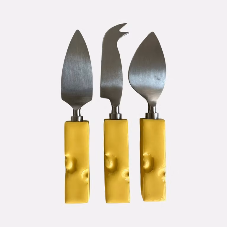 Studio Noticed Say Cheese! Yellow Stainless Steel Cheese Knife Set
