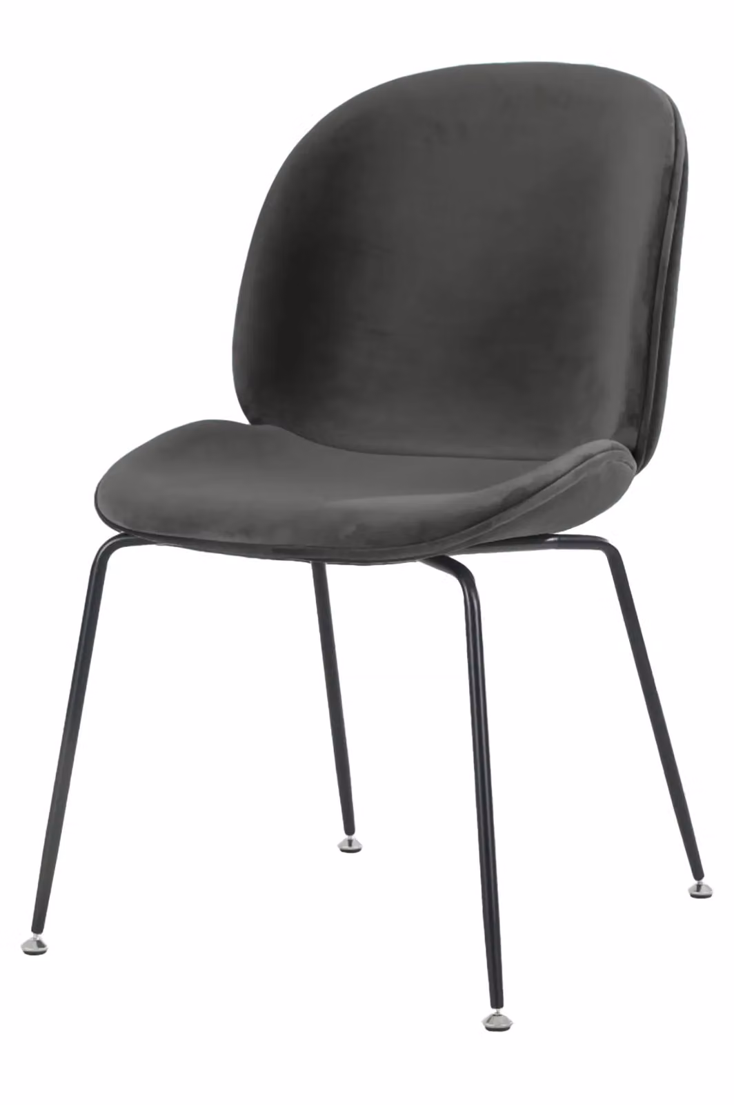 Fusion Living Luxurious Velvet Dining Chair with Black Metal Legs in Dark Grey – 2