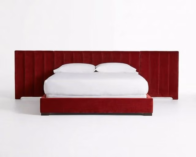 Stratus Interiors Raphael Extra Wide Velvet Upholstered Ottoman Bed with Gas Lift Headboard in Red, Small Double (W: 120 cm, L: 200 cm)