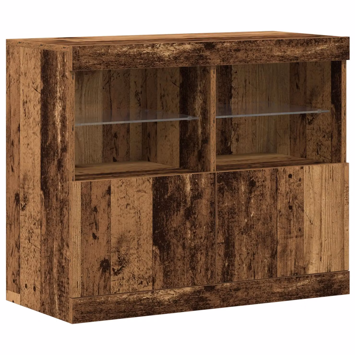 Berkfield Home Rustic Brown Wood Sideboard with Integrated LED Lights, W: 81 cm, D: 37 cm, H: 67 cm – 2
