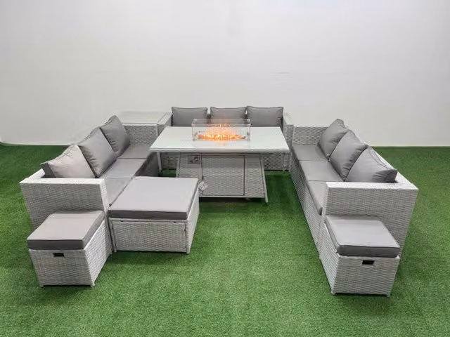 Fimous PE Rattan Outdoor Garden Furniture Set with 3 Seater Sofa in Grey