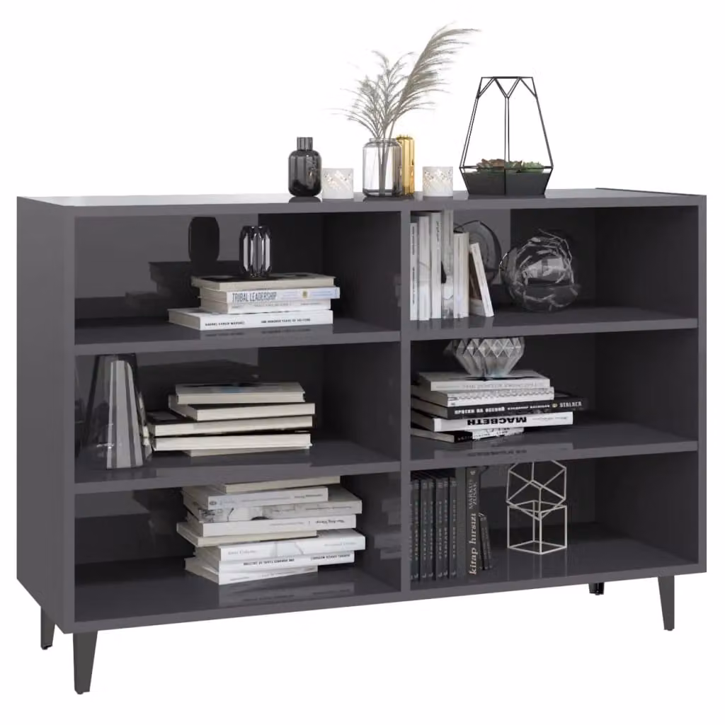 Berkfield Home High Gloss Grey Sideboard, W: 103.5 cm, D: 35 cm, H: 70 cm – 3