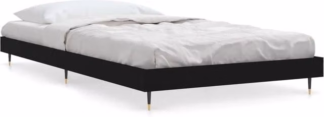 Berkfield Home Black Upholstered Bed Frame, W: 90 cm, L: 200 cm – 1