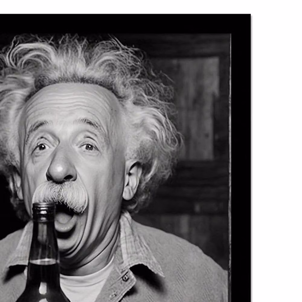 Ada Ingram Einstein With Beer Paper Poster Print in Grey – 2
