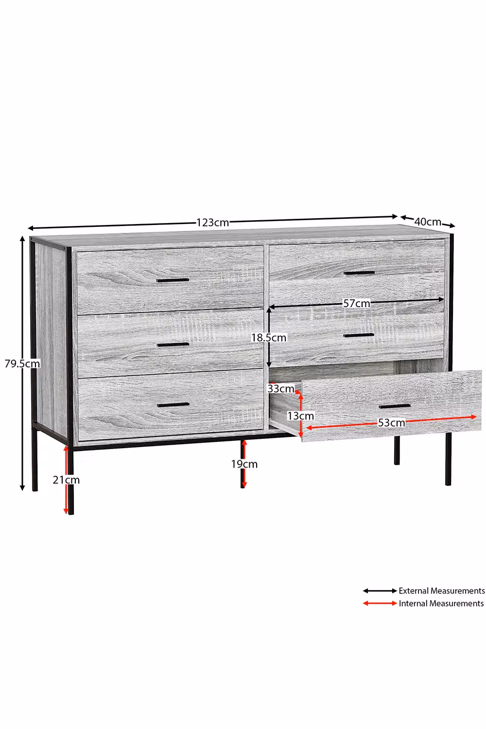 Vida Designs Brooklyn 6 Drawer Bedside Cabinet Chest of Drawers in Grey – 2