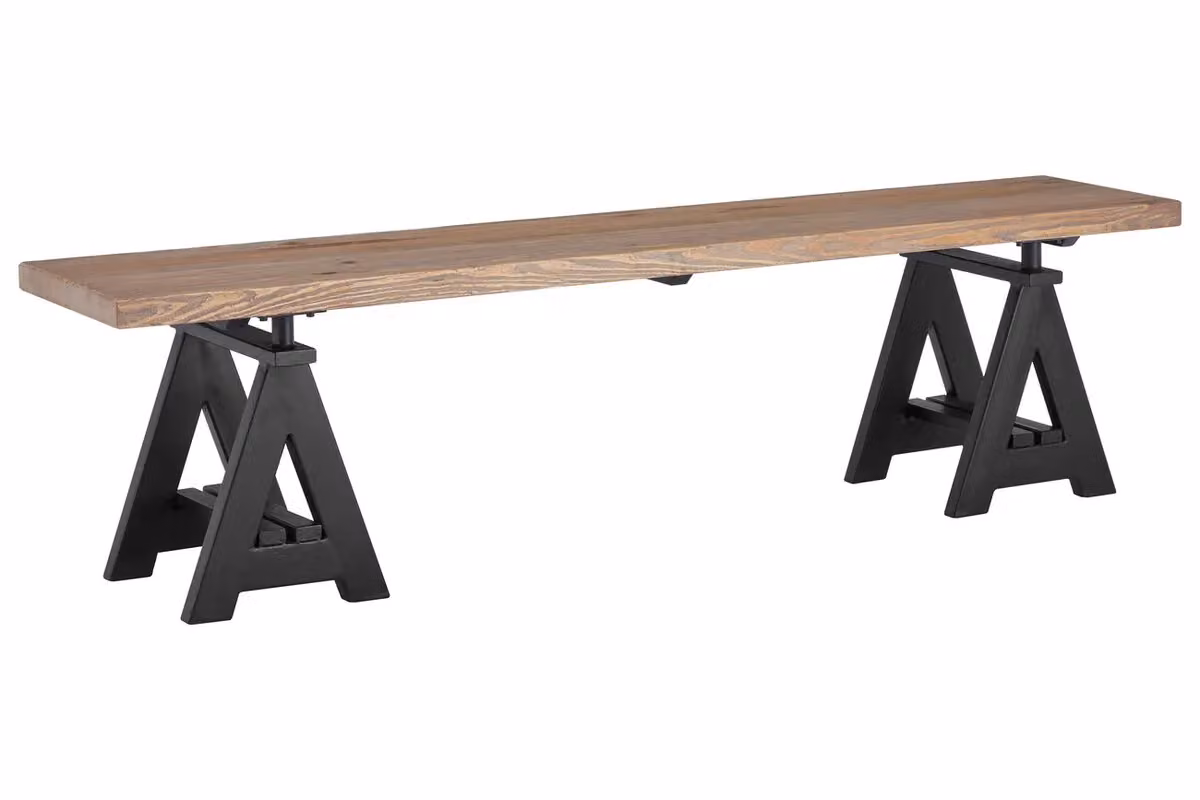 Orsina Industrial Pine Wood and Metal Dining Bench in Natural – 2