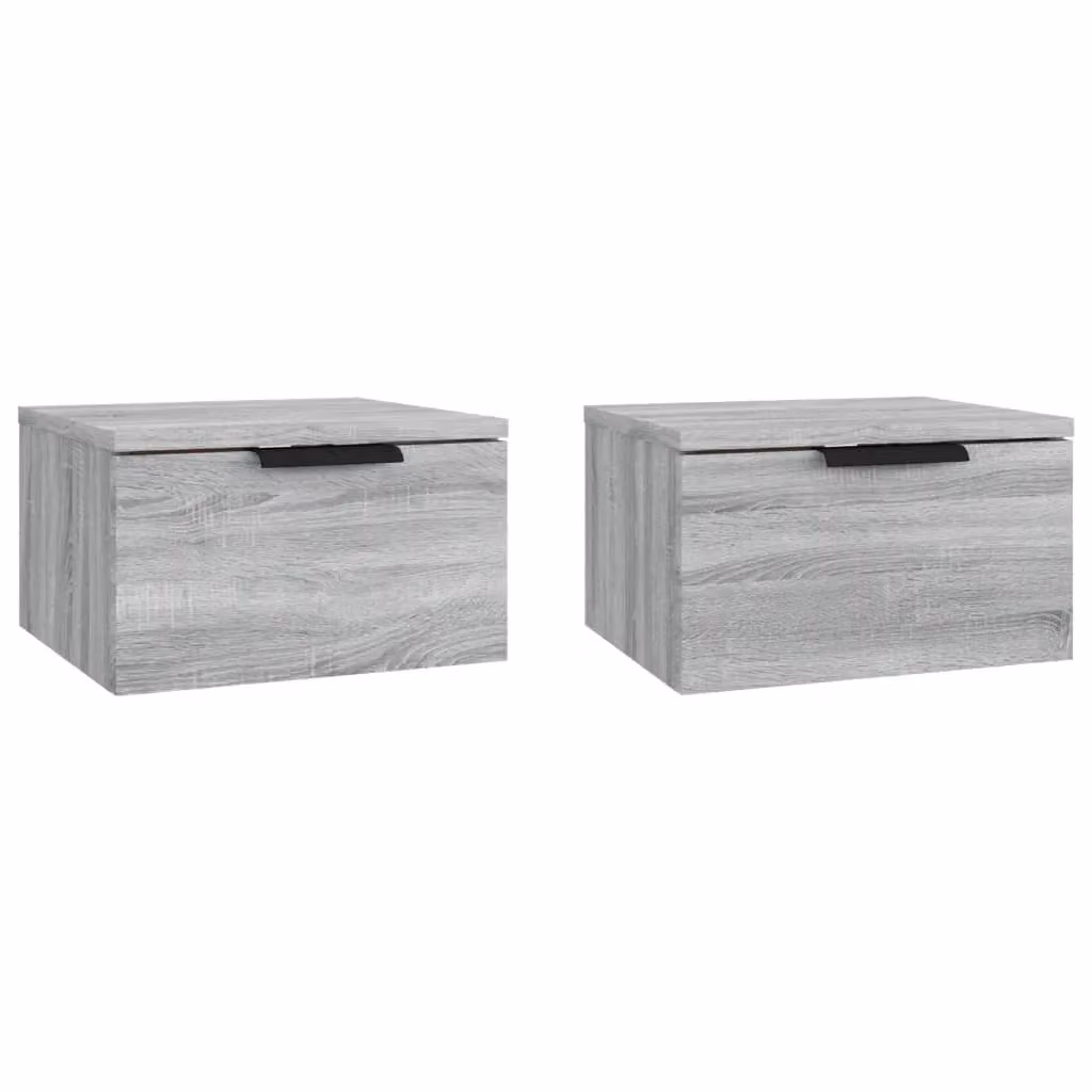 Berkfield Home Wall-mounted Bedside Cabinets, 2 Piece Set, Grey Sonoma, W/D/H: 34 x 30 x 20 cm – 2