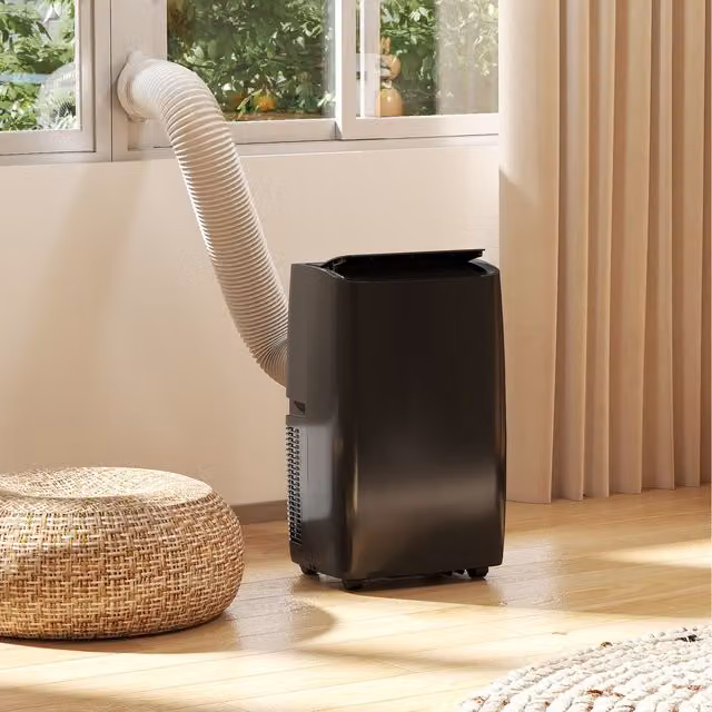 HOMCOM 12,000 BTU Portable Monobloc Air Conditioner and Dehumidifier with Remote Control and Timer, Black